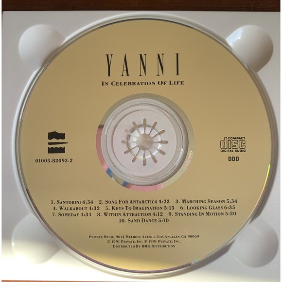 Yanni In Celebration of Life CD 1991 Santorini Sand Dance Someday Looking Glass - Picture 2 of 6